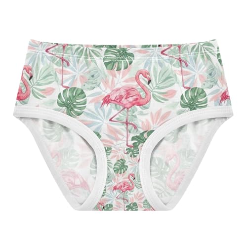 Flamingos Tropical Leaves Pastel Girl Panties, Toddler Girl Panties, Girls Underwear Cotton, 2–8 Years