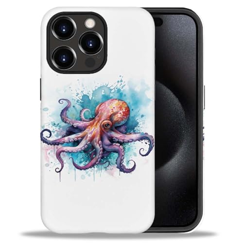 Coque iPhone 15 Pro Max pieuvre en silicone liquide souple antichoc