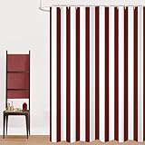 GCIREC Duschvorhang, 180x200cm, Dunkelrot & Weiß Moderner Minimalismus Vertikale Streifen Wasserdichter Stoff Maschinenwaschbarer Badezimmervorhang mit Haken
