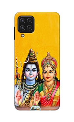 Image of PRINTFIDAA God Shiva Parvati Yellow Background Printed Designer Hard Case for Samsung Galaxy A22 4G Back Cover -(ZP) MVN1008