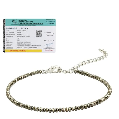 AVORA Raw Pyrite Anklet for Women Adjustable Crystal Payal Bracelet | Natural Certified Stone Jewellery for Wealth Luck Protection | Healing Beads Gif