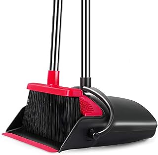 Been5le Extendable Broom and Dustpan Set, Self-Cleaning with Dust Pan Teeth, Long Handle