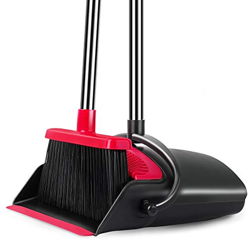 Been5le Extendable Broom and Dustpan Set, Self-Cleaning with Dust Pan Teeth, Long Handle