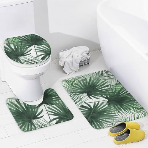 Tapis en forme de U antidérapant avec ensemble de douche motif feuille