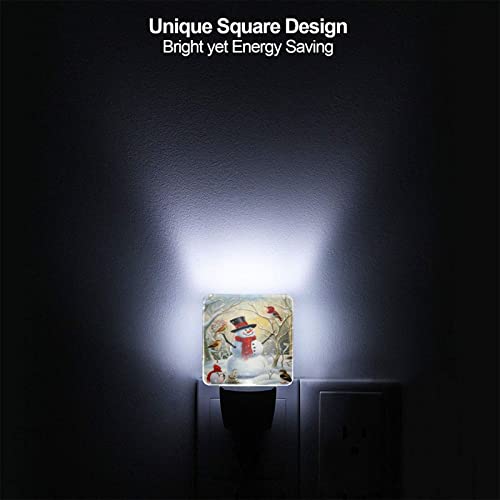 Image of Christmas Snow Night Light Set of 2, Winter Snowman Auto Sensor LED Dusk-to-Dawn Nightlights, Plug-in Sensor Lamp for Bedroom Bathroom Kitchen Hallway Stairs Decorative