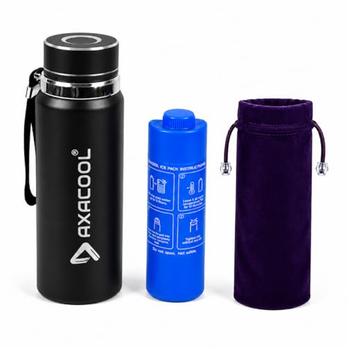 Image of Insulin Cooling Bottle Black with bio-ice Gel Pack - Insulin Cooler Travel Case 24 Hour for Insulin Pen, Insulin Travel Case, Ice Box for Insulin, Ice Bag Travelling for Diabetes Care