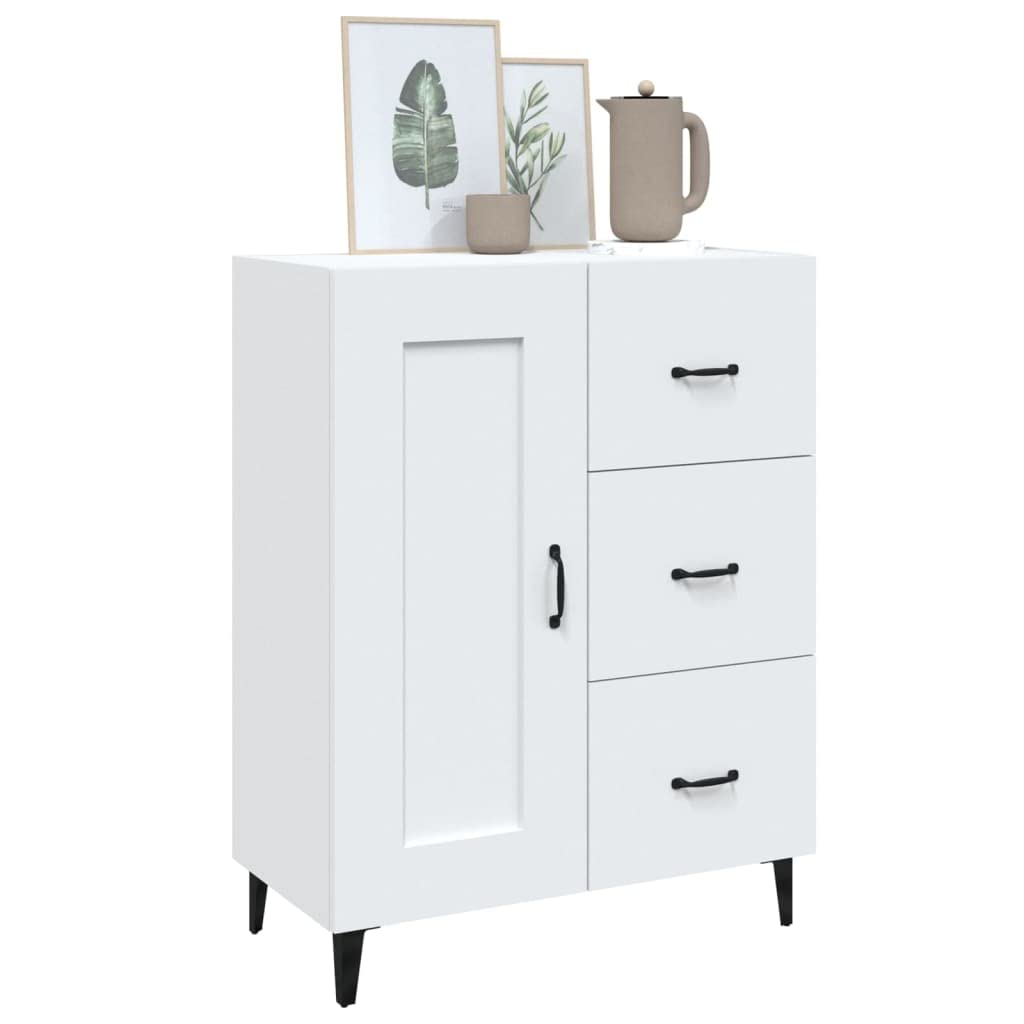 Armadietto da buffet bianco, 69,5 x 34 x 90 cm, versatile, in legno, per soggiorno, cucina, bagno, scarpiera, porta TV, biblioteca, armadio biancheria