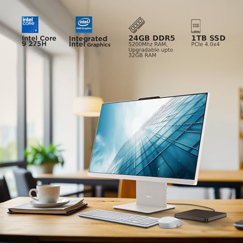 Image of Lenovo IdeaCentre AIO Intel Core 9 270H 27 inch QHD (24GB RAM /1TB SSD /Win11 /Microsoft 365 Basic + Office Home 2024 /Wireless Charging /Wireless EOS Keyboard & Mouse,Grey), F0HM00VXIN All-in-One Desktop