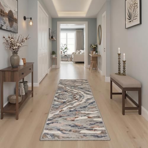 Image of BEIMO Area Rugs 8x10 for Living Room Bedroom, Modern Abstract Machine Washable Rug, Large Soft Low Pile Floor Carpet with Non Slip Backing for Dining Room, Warm Greige