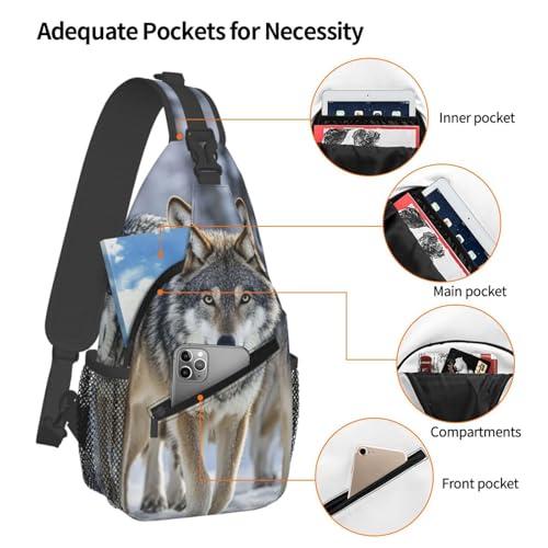 Morrales Sling Crossbody Pack of wolves para Trekking miniatura 3