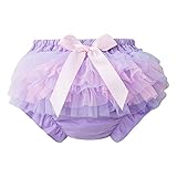 Alvivi Newborn Baby Girls Ruffle Mesh Tiered Bloomers Candy Color Bowknot Decor Diaper Cover Underwe