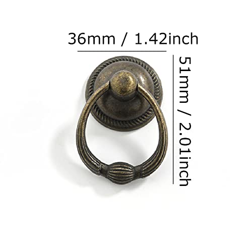 Lxoraziy 8-Piece Retro Ring Drawer Knobs, Vintage Drawer Handles, Antique Style Furniture Pull Handles with Screws - Image 3