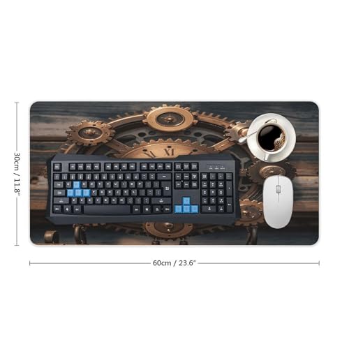 Vintage Gears Clock Desk Mat Large Rubber Mouse Pad miniatura 2