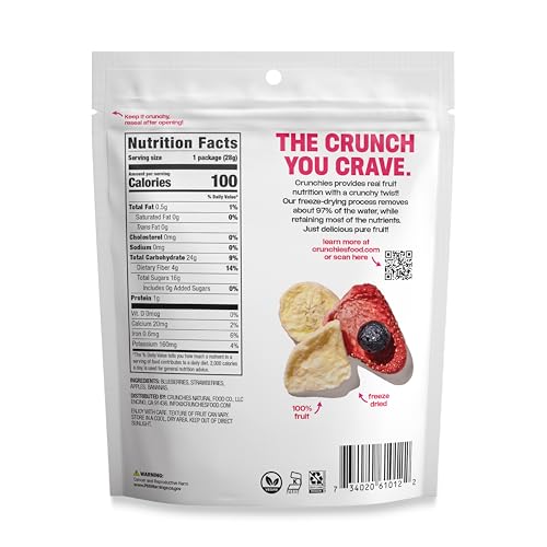 Crunchies Freeze-Dried Fruits, 100% All Natural Crispy Fruit, Non GMO and Kosher, Resealable Freeze Dried Fruit Snack Packs, Pack of 6 (Mixed Fruit)