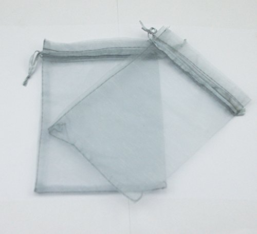 AEAOA 50 Pcs 6x8 Inch Organza Bags Drawstring Wedding Favor Bags Organza Gift Pouches Bags for Wedding Jewelry Party (Silver)