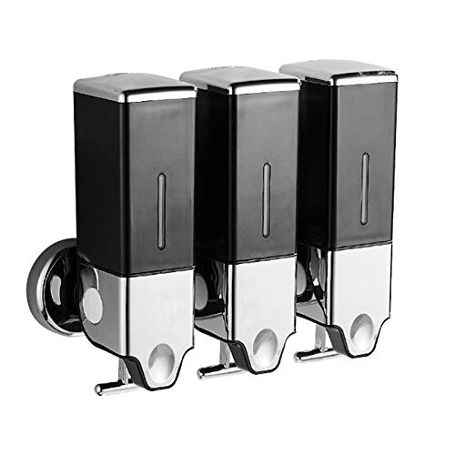 Shower Soap Dispenser Wall Mount Hand Lotion Dispenser for Bathrooms Kitchen Restaurants (Black)