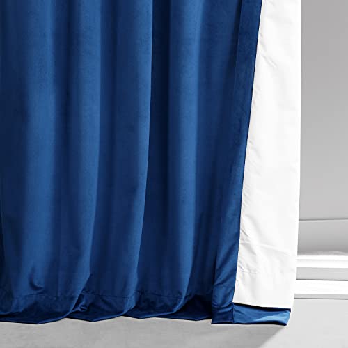 Image of HPD Half Price Drapes Signature Plush Velvet Blackout Curtains for Bedroom (1 Panel), 50W X 108L Hotel Black Out Curtains for Living Room, Thermal Insulated Blackout Curtains, Babylonian Blue