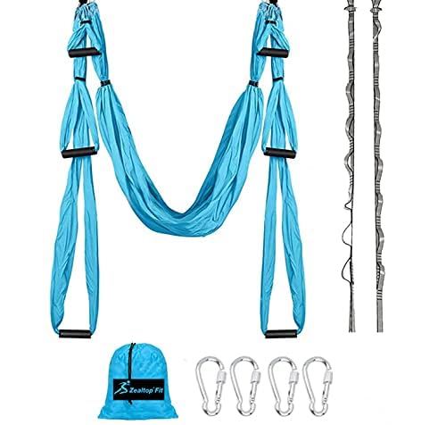Aerial Yoga Swing Set Yoga Hammock Trapeze Sling Inversion Tool for Indoor Home Fitness (Blue)