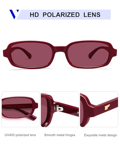VANLINKER Retro Rectangle Polarized Sunglasses for Women Men Small 90s Style Vintage Trendy Narrow Rectangular Frame VL98134