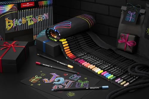 Image of Faber-Castell Black Edition Colored Pencils Roll, 72 Count, Roll-Up Case