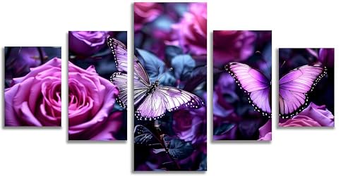Mefooge 5D Diamond Painting 5 Pack Rose et Papillon pour Adulte F793