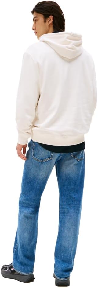 Tommy Jeans Men's Medium Weight Hoodie Sweatshirt With Printed Flag Logo