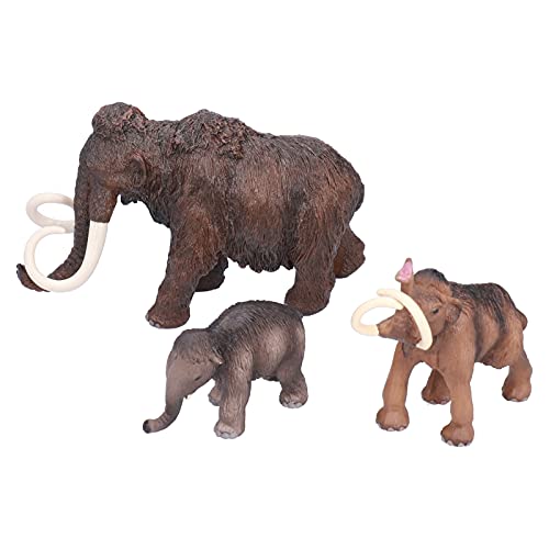 Figurines de Mammouths peintes à la main : lot de 3 animaux miniatures réalistes pour collection