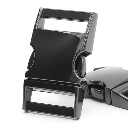 Enosea 2 Pcs 3/4 inch(20mm) Metal Buckles Quick Side Release Buckle Clips for Straps Paracord Backpack Webbing Dog Collars, Gun Black