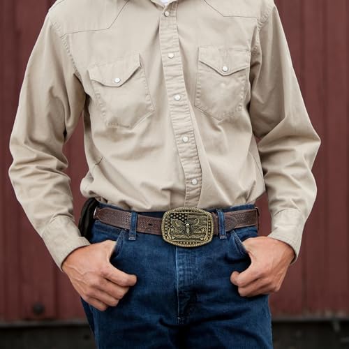 Image of Belt Buckles Men American Flag Belt Buckle for Women | Texas Belt Buckle for Rodeo Season, Solid Zinc Alloy Western Belt Buckle to 2027 RODEOHOUSTON, Hebillas Vaqueras para Hombre