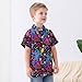 uideazone Little Boys Space Astronaut Button Down Shirts Size 5 Galaxy Graphic Short Sleeve Dress Shirt Novelty Tops 5-6T