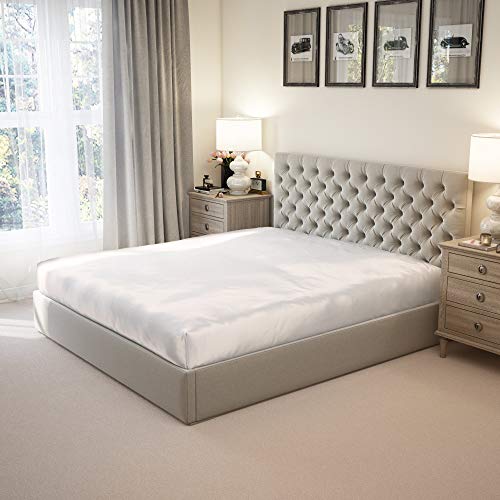 Mulberry Park 100% Pure Cal King Silk Fitted Sheet 22 Momme 6A Mulberry Silk Bed Sheets with 17" Deep Pocket - Breathable, Ultra-Soft, Oeko-TEX Certified, Seamless - Ivory