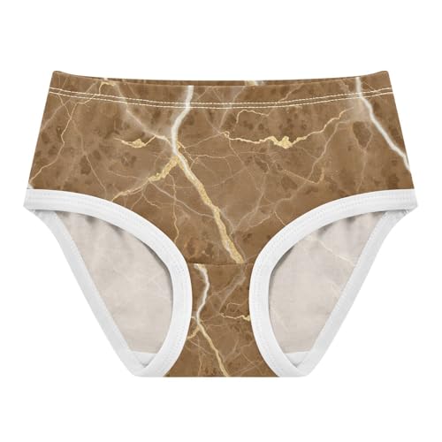 Brown Marble Toddler Underwear, Cotton Underwear Girls, 2T–8 Years