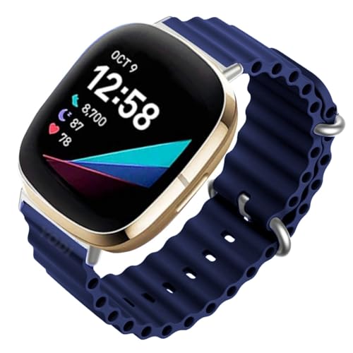 Image of YODI Watch Band Compatible with Fitbit Versa 4 / Fit bit Versa 3 / Fitbit Sense /Sense 2 Band, Soft Replacement Silicone Wristband for Women Flexible Waterproof Sport Watch Strap for Men Large