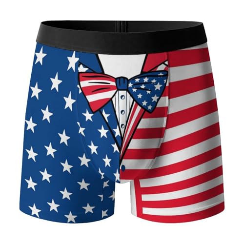 Feim-AO Men's American Flag Boxer Briefs Patriotic Boxers Underwear