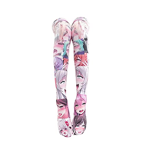 SINROYEE Sexy Cosplay Knee High Stockings Anime Cartoon Printing Thigh High Socks for Women Cute Lolita JK (Multi color#3)