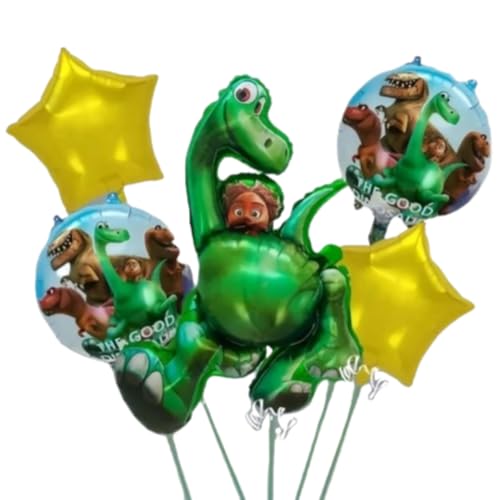 Image of Wanna Party Large Dinosaur Theme Birthday Decoration Set - Pack of 5 Foil Balloons for Jurassic Theme Jungle Animal Decoration
