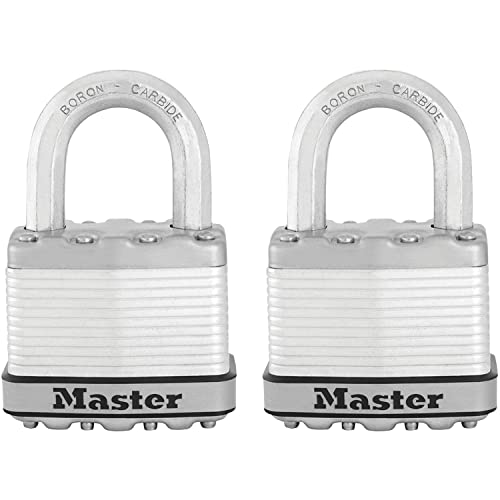MASTER LOCK Pack of 2 Very High Security Padlocks, Security Level 9/10, Outdoor, Keyed, Laminated Steel, Weatherproof, Standard Shackle