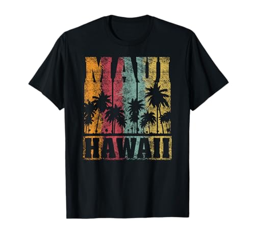 T-shirt retro vintage tropical Maui Hawaii - t-shirt Maui HI t-shirt, Preto, S