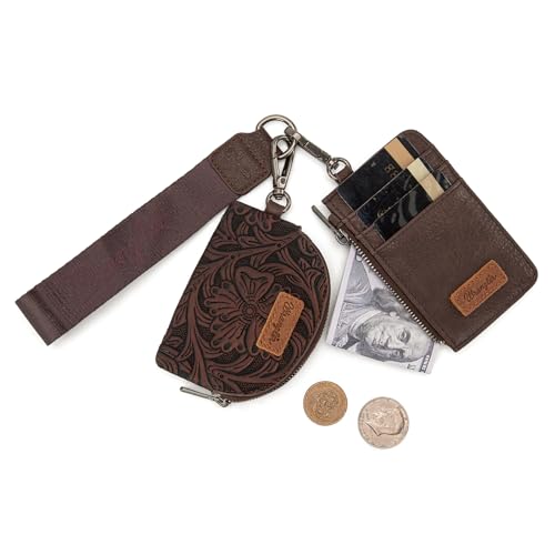 Image of Wrangler Keychain Wristlet Wallets for Women Western Dual Pouch Wristlet Credit Card Holder Wallet