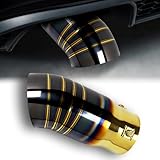 Universal, 2.5 Inch Inlet Exhaust Tip, 3.0' Outlet 7' Long Stainless Steel Turn Down Tailpipe Tip, Turndown Exhaust Tip for 1.5'/1.75'/2'/2.25' Outside Diameter Tailpipe, Bolt-On (Titanium Gold Black)