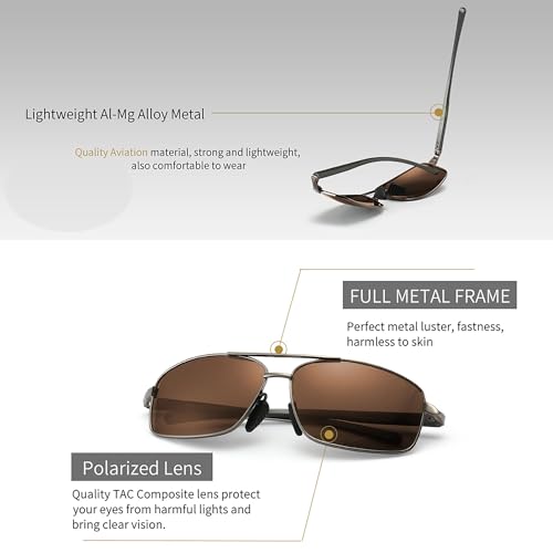 Image of SUNGAIT UV protection Ultra Lightweight Rectangular Polarized Sunglasses