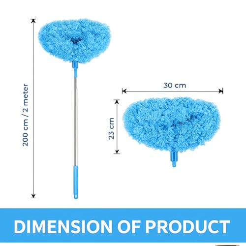 Image of Fan Cleaner Brush with Long Rod | Telescopic Fan Cleaning Mop Microfiber Dust Cleaner | Upto 2 Meter Extendable Duster for Home Cleaning Microfiber Duster for Cleaning of Home Kitchen Car Ceiling