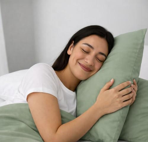 Image of 600 TC 100% Egyptian Cotton Fitted Sheet for Double Bed Size Fitted Bed Sheet with Pillow Cover for Bedroom, Soft Hotel Quality Size - 72 x72+12 Sage Pillow Cover Size -18 x 28 Inch