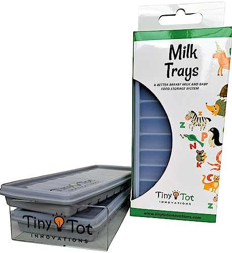 Image of Tiny Tot Innovations Breast Milk Freezer Storage Trays w/Carrier, 10-1oz Bars, 2 Silicone Containers w/Silicone Lids and Carrier, Food Grade Silicone