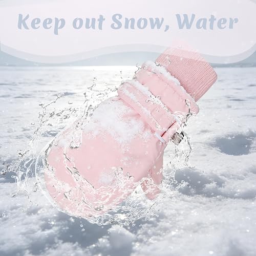 Image of Urban Virgin Toddler Waterproof Outdoor Infant Mittens Baby Winter Gloves Dino Cuffed Warm Fleeced Kids Ski Gloves For Teens