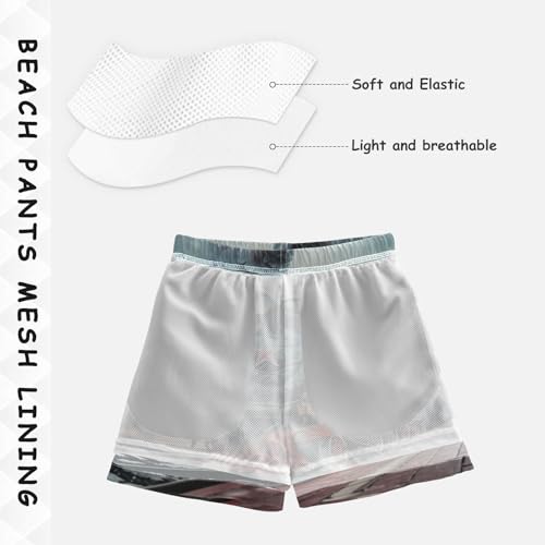 Pigsaly Boys Swim Trunks Old Black Red Soviet Steam Train Boys Board Shorts Swimsuit Swimwear Summer Bathing Suit S4