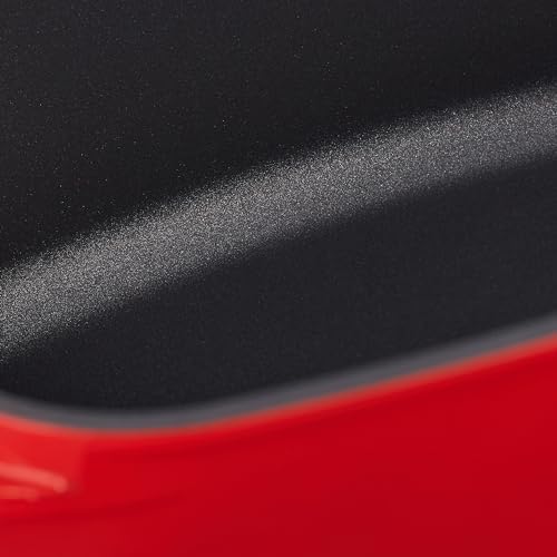 Relaxdays Asador de Horno 5 L con Tapa de Cristal, Rustidera, Olla Antiadherente, para Placa Eléctrica y de Gas, Rojo - imagen 7