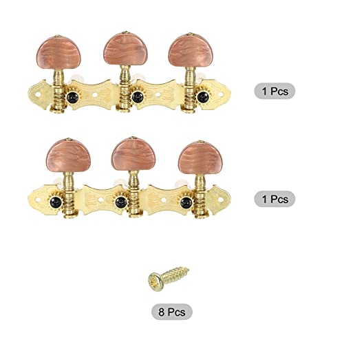 PATIKIL Classical Guitar String Tuners Keys Machine Heads Tuning Pegs 1 Left 1 Right, Brown Buttons, 1 Set - Image 3