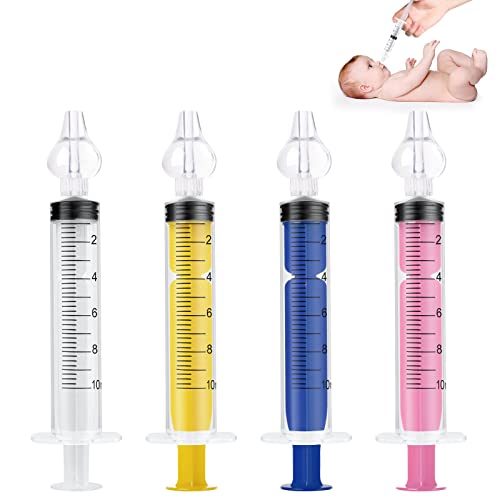 Image of Vicloon Baby Nasal Irrigator, 4PCS Nasal Syringe for Baby, Syringe Nasal Irrigator with Cleanable and Reusable Silicone Nasal Suction Tip forIrrigation, Nasal Spray, Nasal Hygiene（Color）