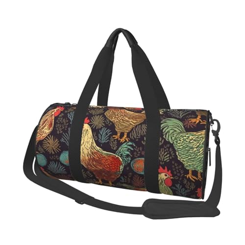 Chicken Print Duffle Bag for Women Men Personal Item Travel Bags Canvas Weekender Overnight Bag Lightweight Sports Tote Gym Bags Carry On Luggage Bag - Main Image
